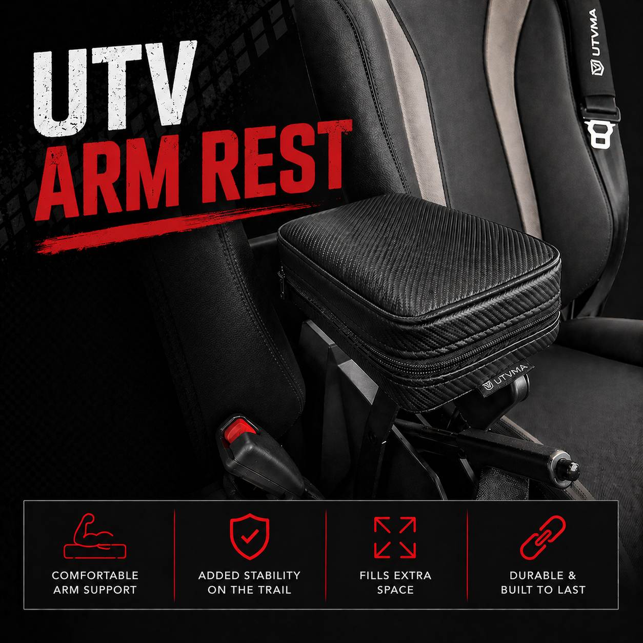 UTVMA Maverick R MAX Front or Rear Armrest with Bracket (2025+)