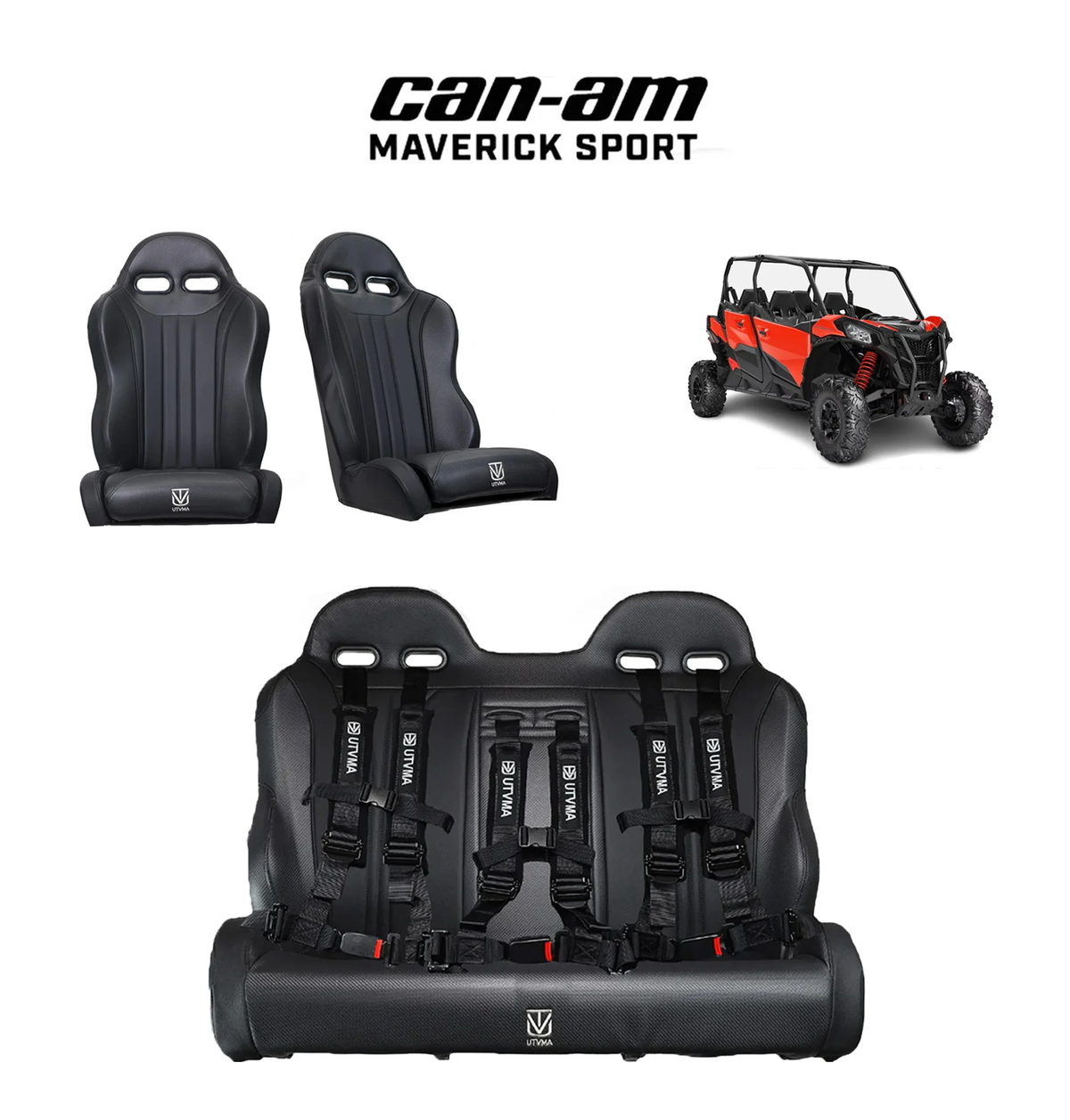 Maverick Sport Max Rear Bench Seat & Pair of Front Bucket Seats Set (2019+)