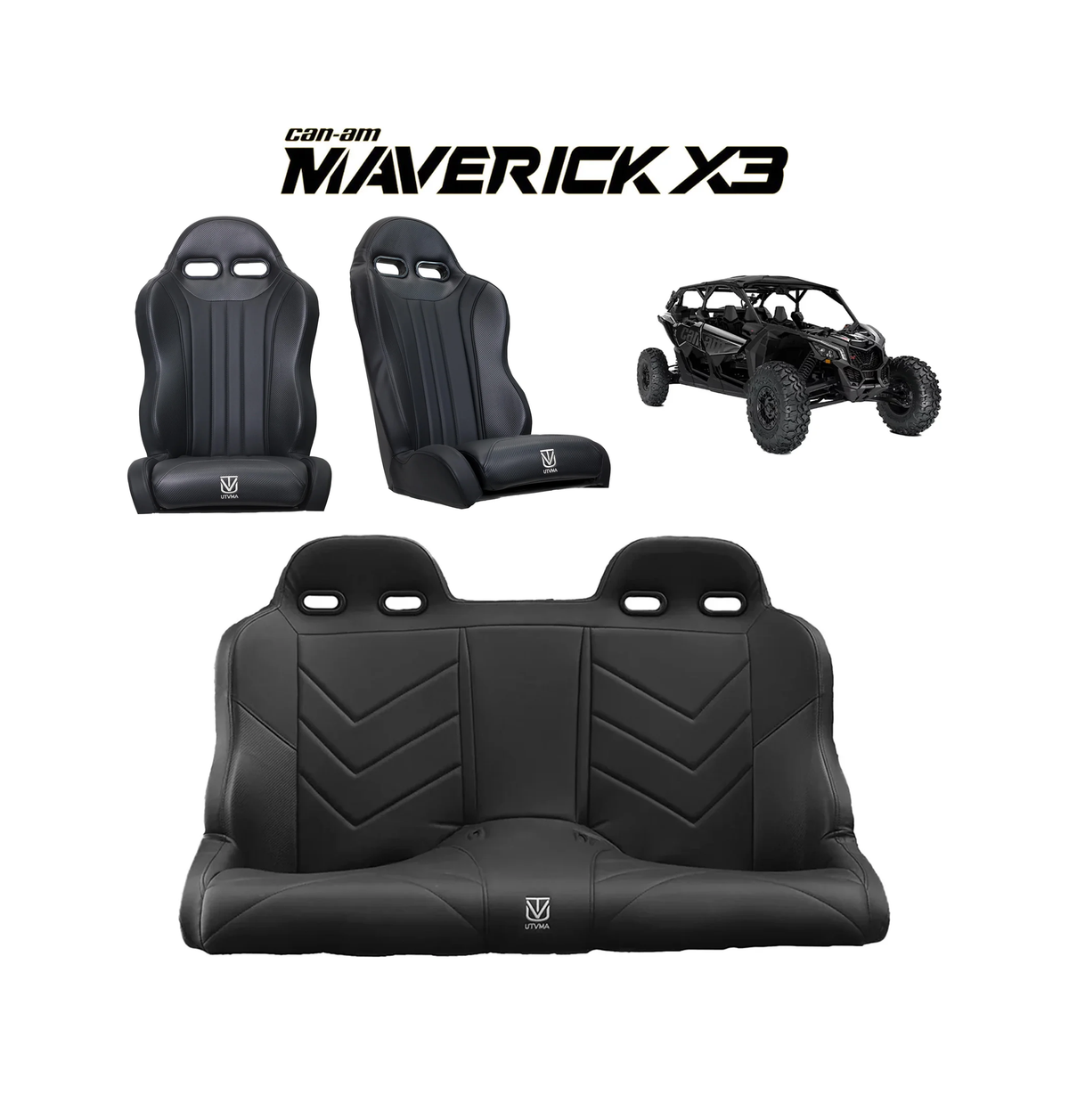 Maverick X3 Rear Bench Seat and Front Bucket Seats Set