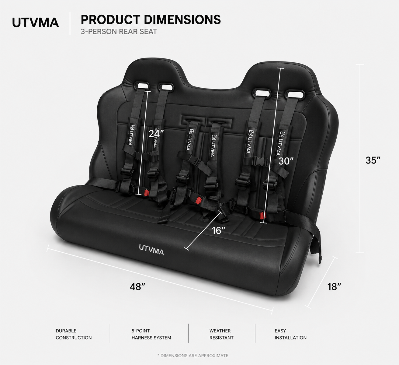 Yamaha Wolverine X4 Rear Bench Seat (2018+) W Harnesses – UTV