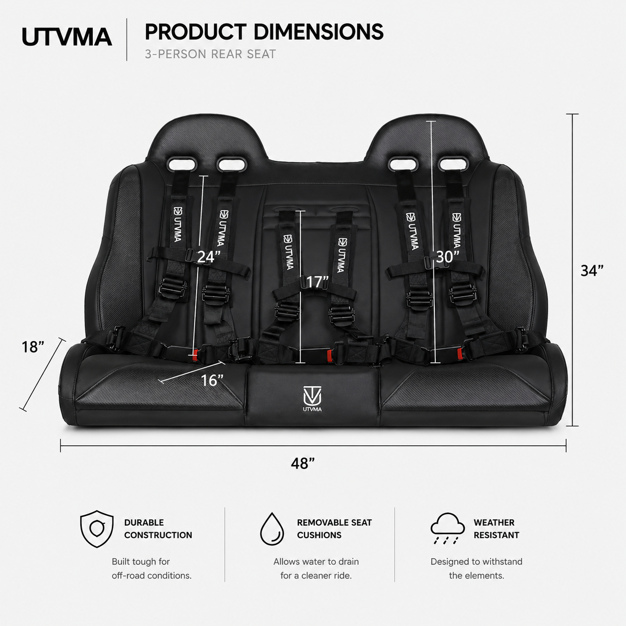 k*a様 GENERAL RESEARCH クッション Mountain Res KRX 1000 4 Rear Bench Seat with Harnesses (2023-2024) – UTV