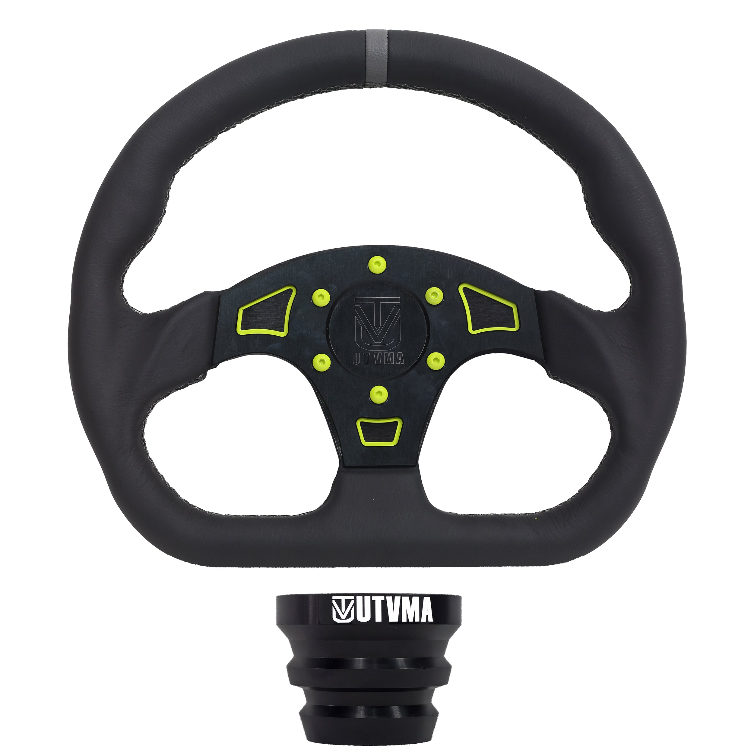 13.5” Deep Concave Steering Wheel For Polaris RZR & Can-Am Maverick – Black/Red Stripes